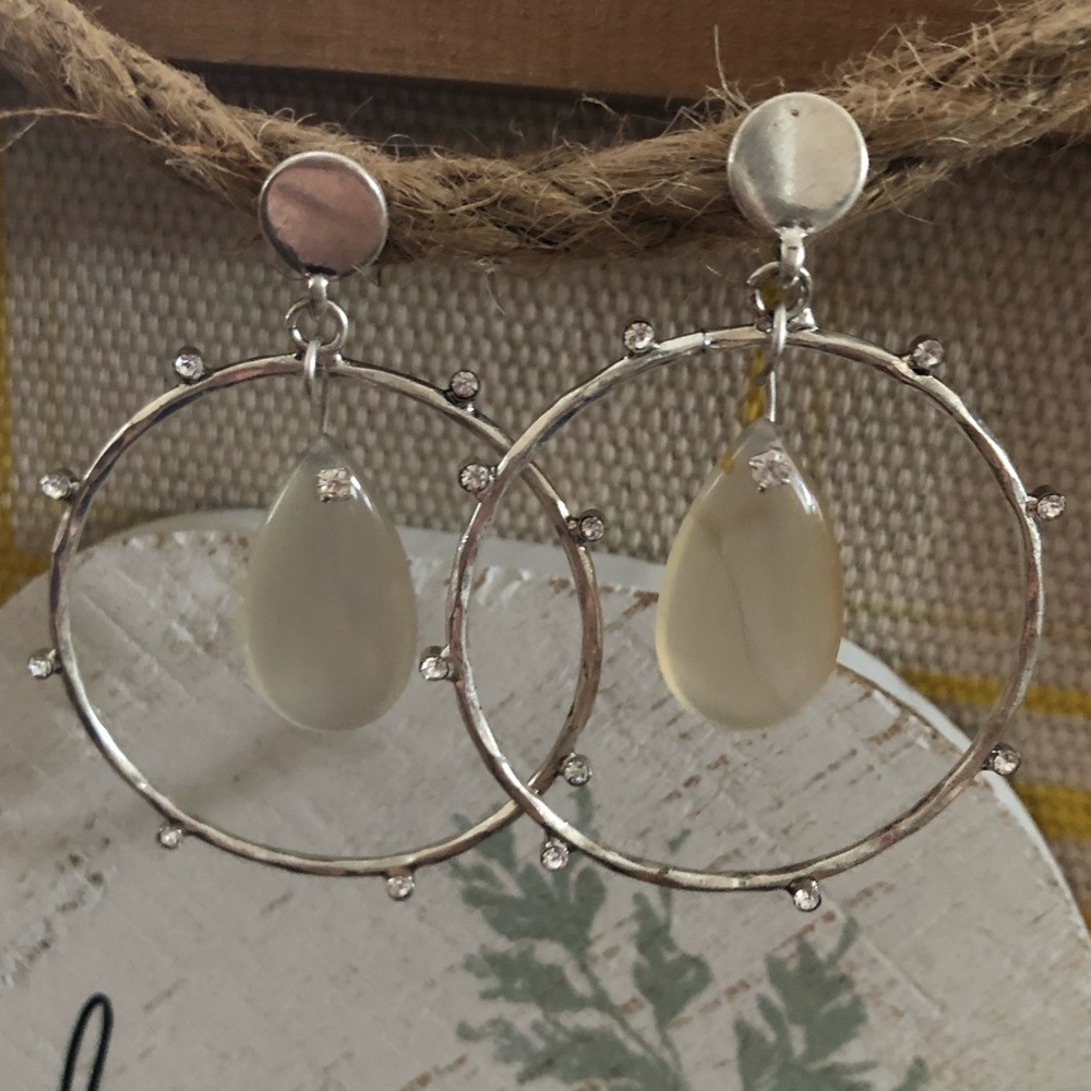 Silver Artisan Hoop Teardrop Earrings